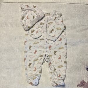 Baby One Piece with Hat - Multicolor Animal Print